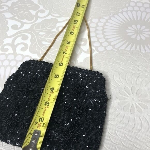 Sequined Evening Bag, Black with Gold - Picture 10 of 11